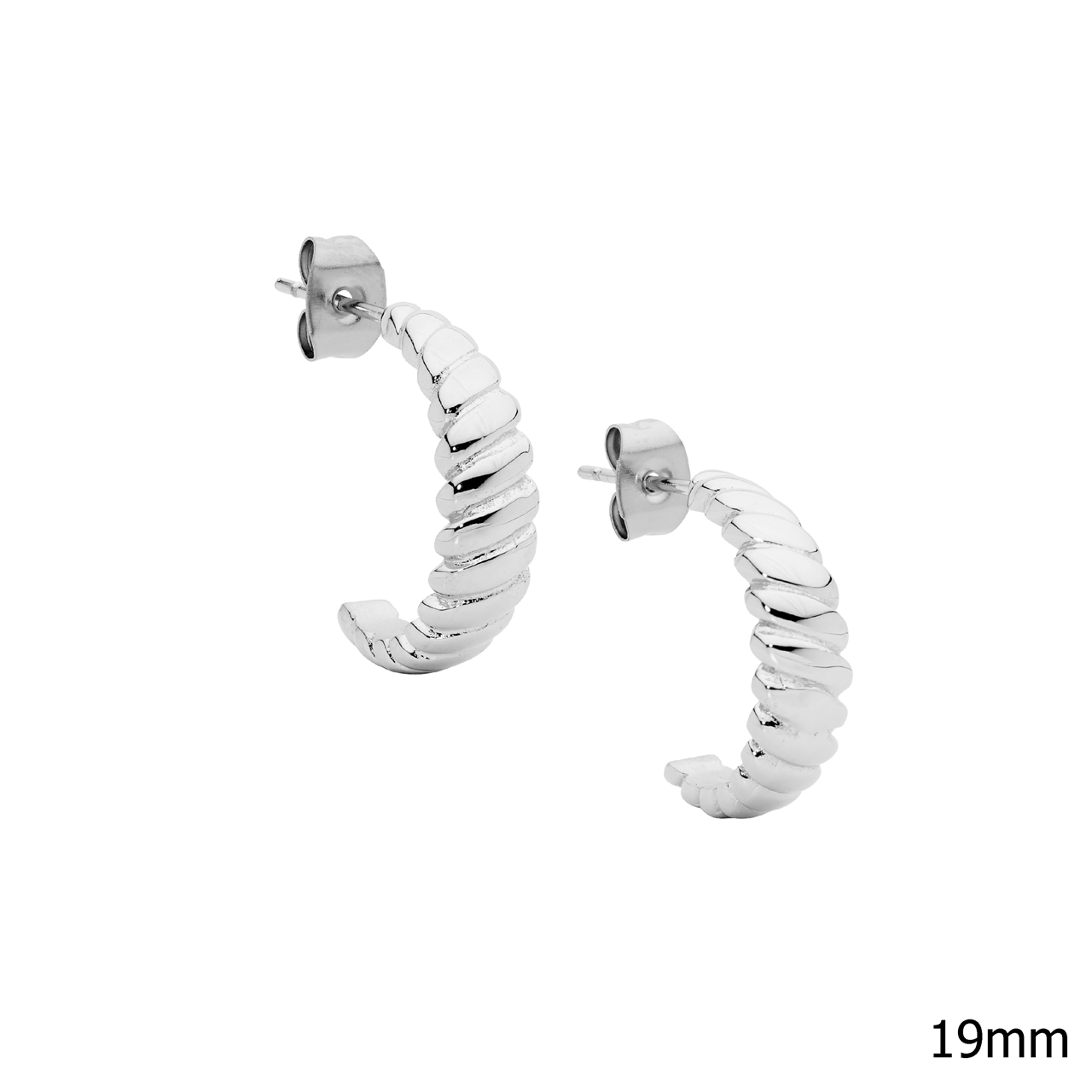 Stainless steel 19mm rounded twist hoop earrings