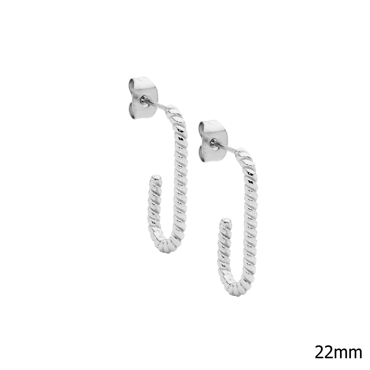 Stainless steel 22mm twist hoop earrings