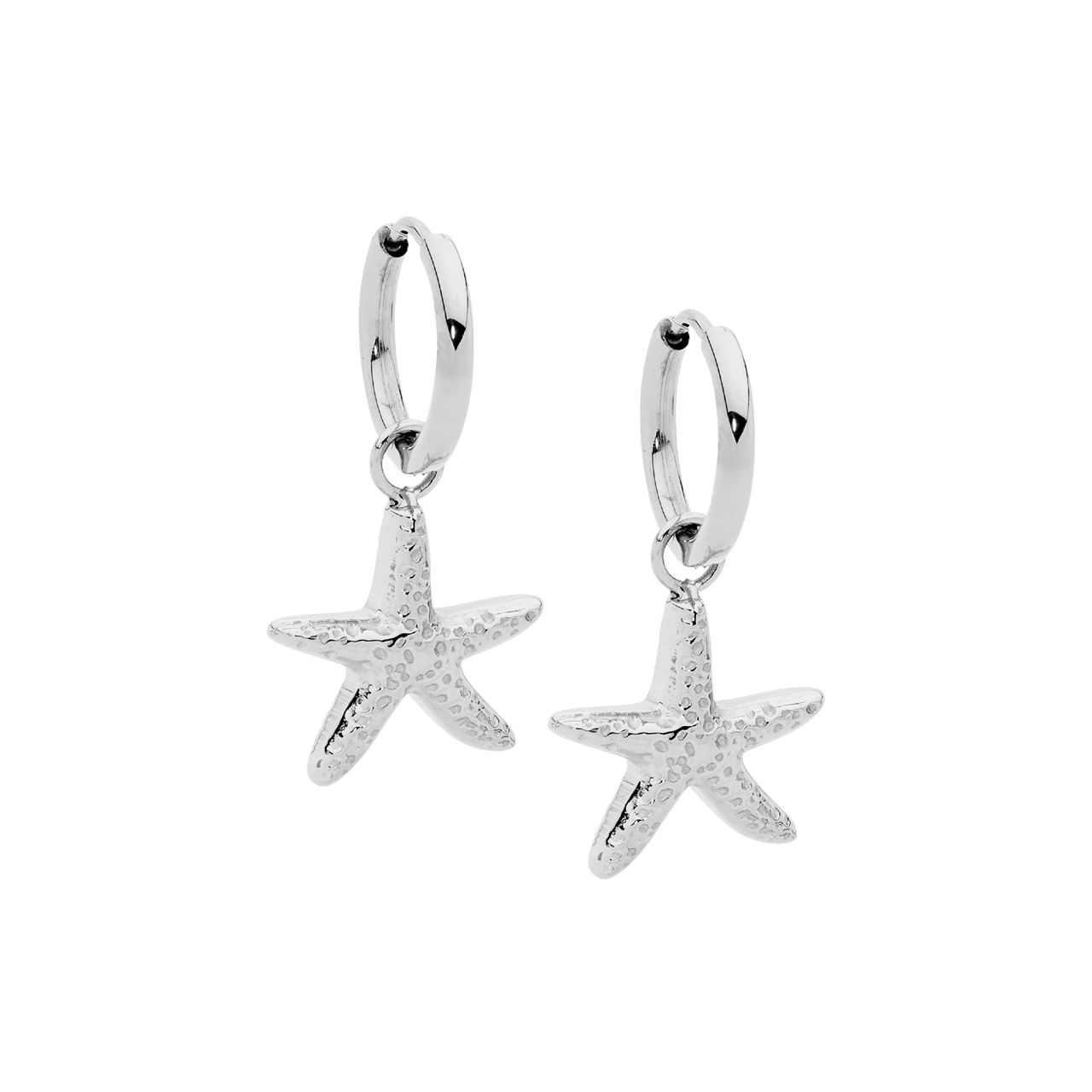 Stainless steel 11mm hoop earrings  with  starfish drop