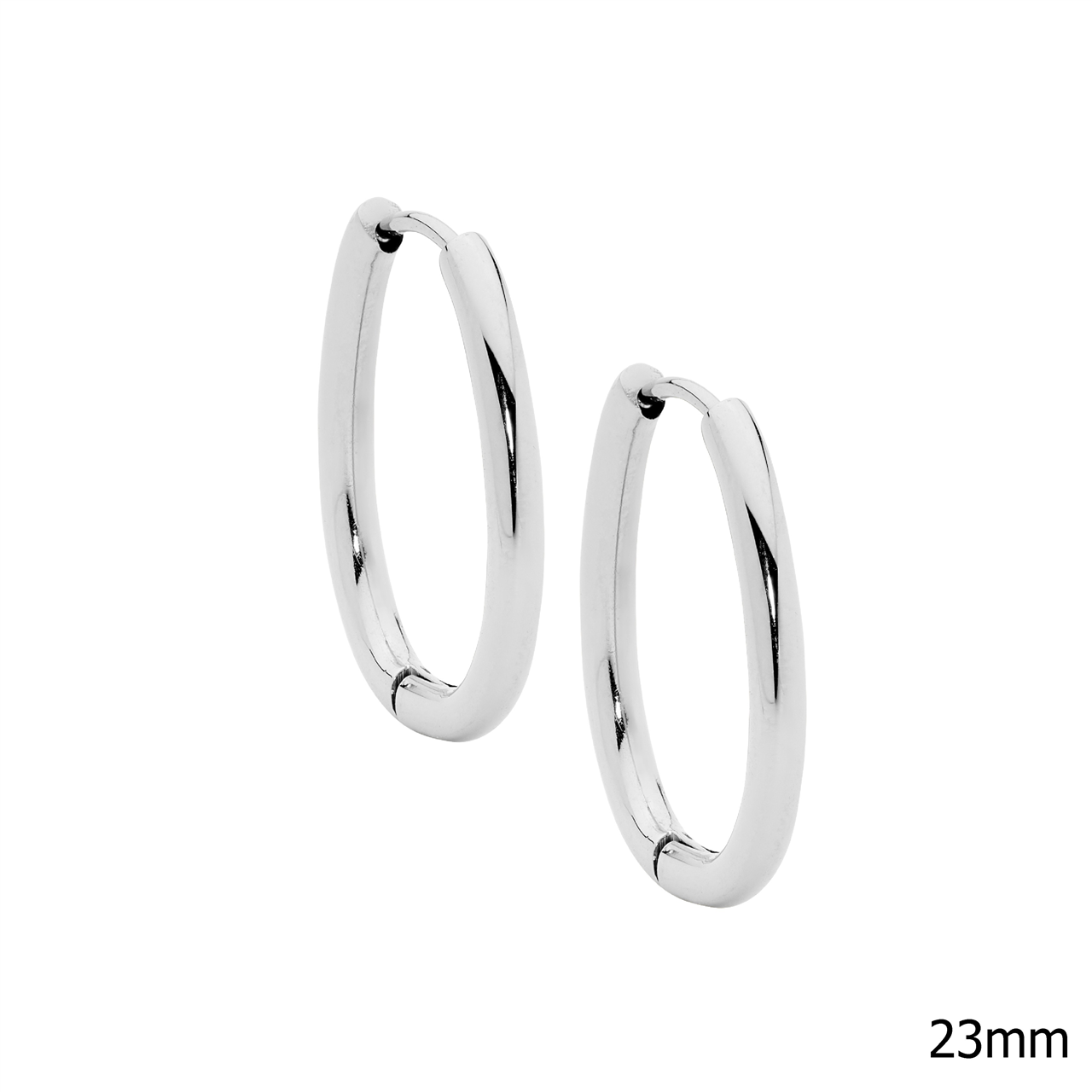 Stainless steel oval 23mm tube hoop earrings