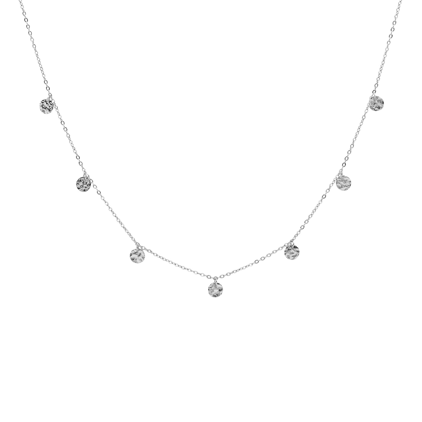 Stainless steel necklace 40+5cm  with  7x disk feature