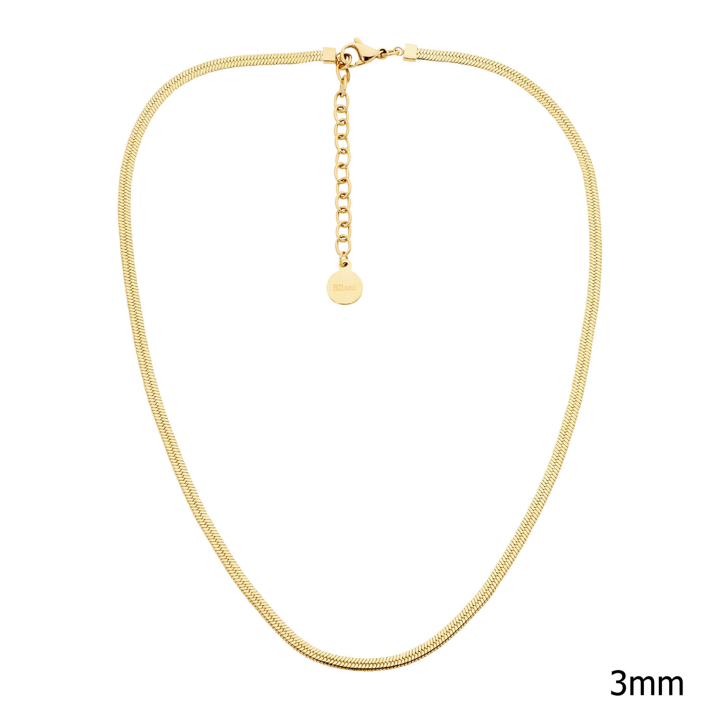 Stainless steel 3mm herringbone chain, 40+5cm  with gold IP plating