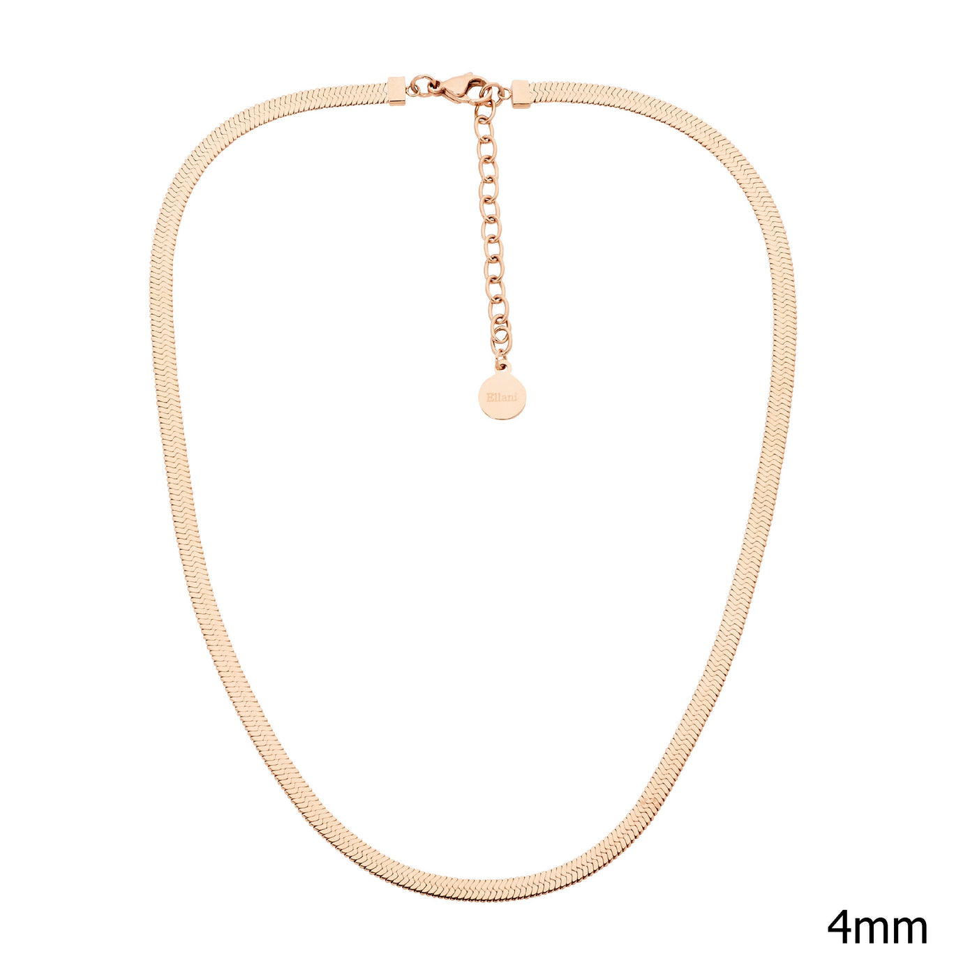 Stainless steel 4mm herringbone chain, 40+5cm  with rose gold IP plating