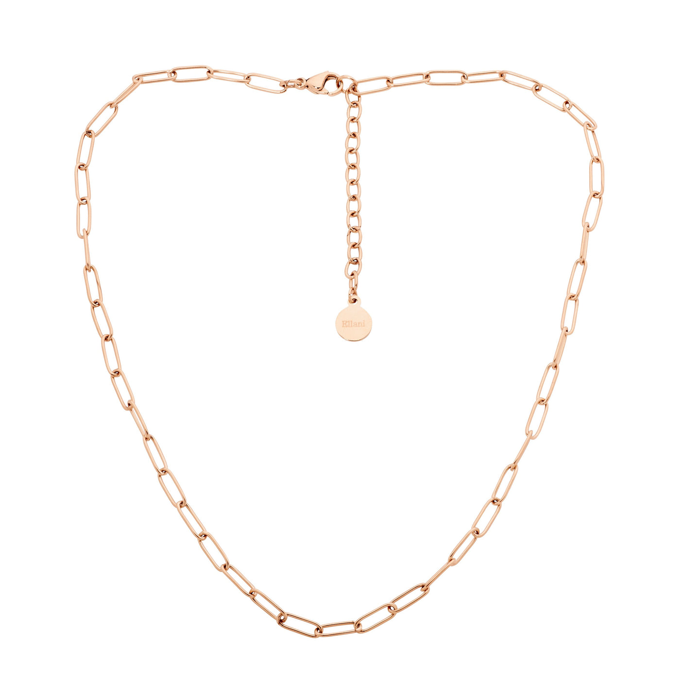 Stainless steel paperclip chain, 40+5cm  with rose gold IP plating