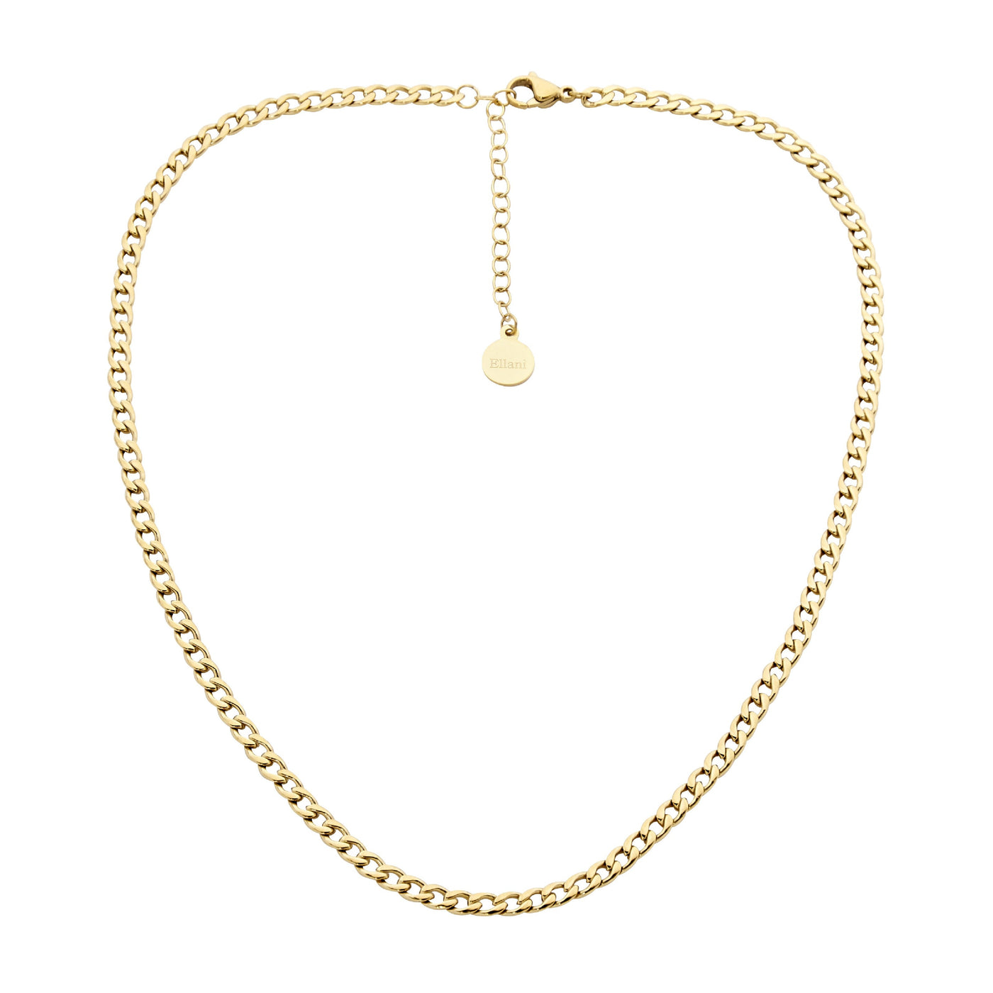 Stainless steel curb chain necklace 40cm+ ext.  with gold IP plating