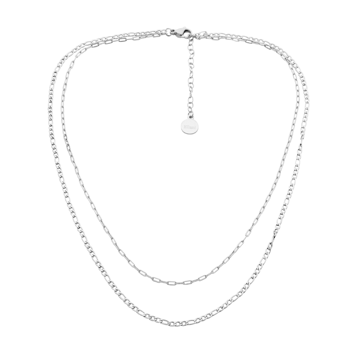 Stainless steel dbl chain necklace 40 & 45cm+ ext.