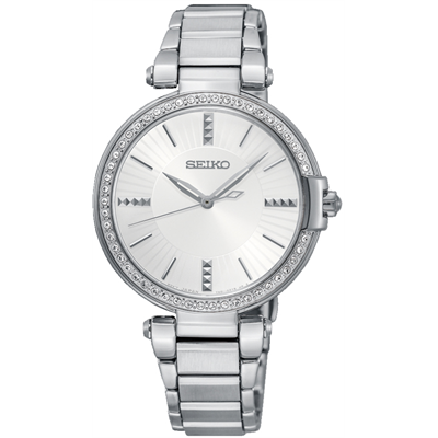 Seiko LADIES DRESS Watch SRZ515P SILVER with SWAROVSKI CRYSTALS