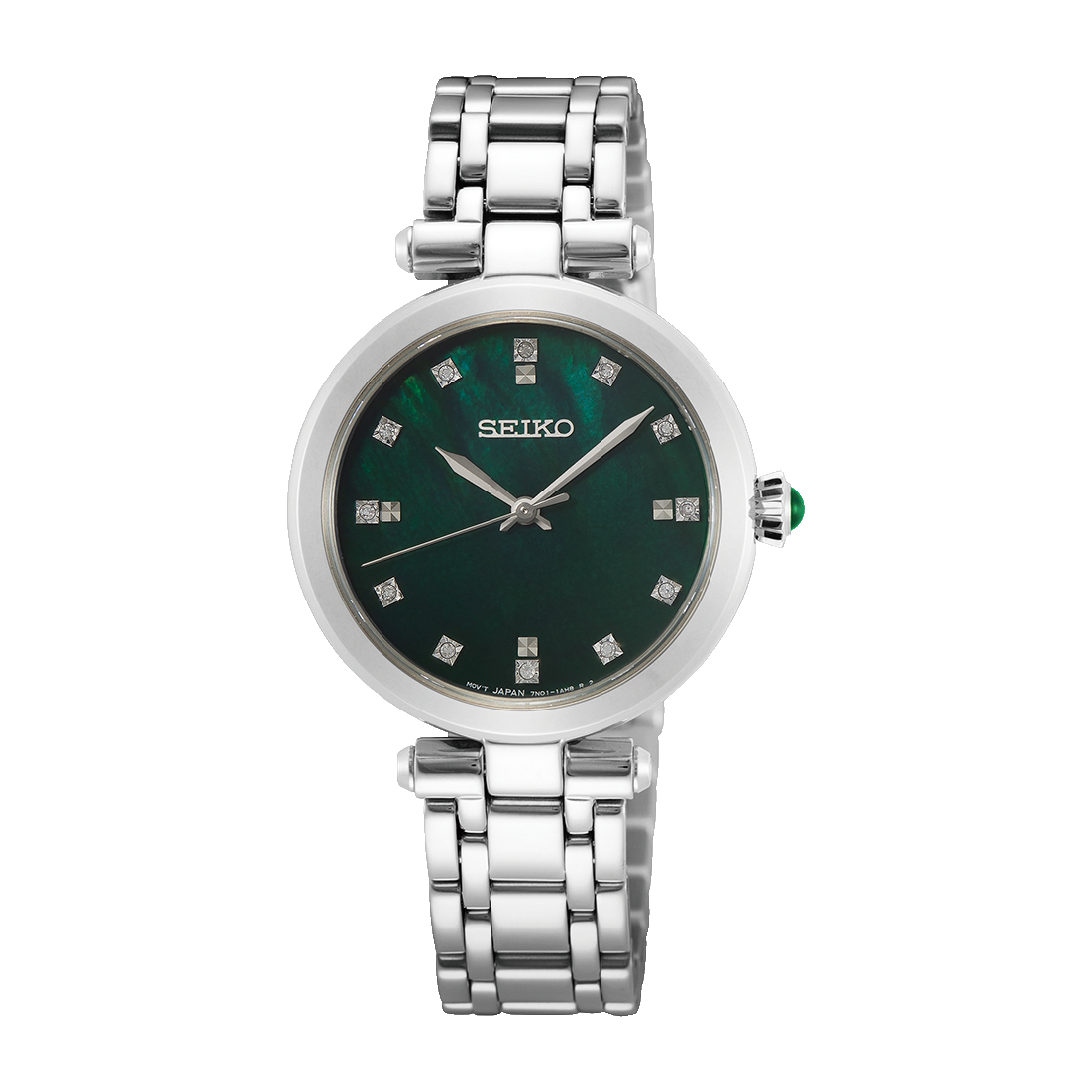Seiko Ladies Dress 50M with 12 DIAMONDS GREEN DIAL